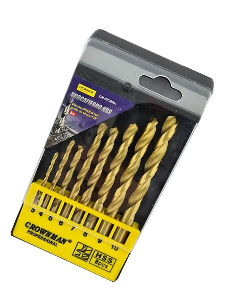 Kit Set Juego Brocas Para Metal 8 Piezas Crownman-2