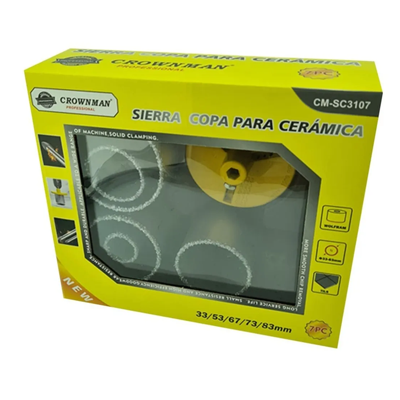 Set Broca Sierra Copa Diamantada 7 Pieza Crownman-2