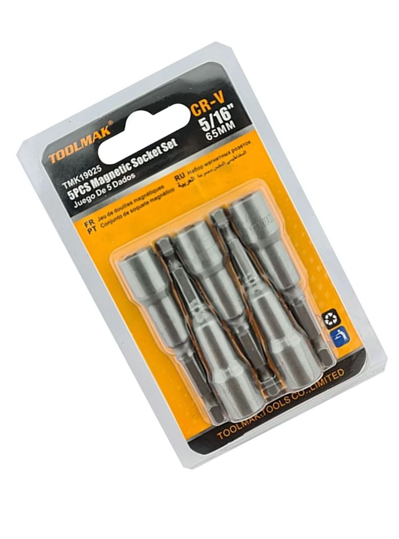 Juego De Adaptadores 5/16 Punta Magnetica 5 Piezas Toolmak-1