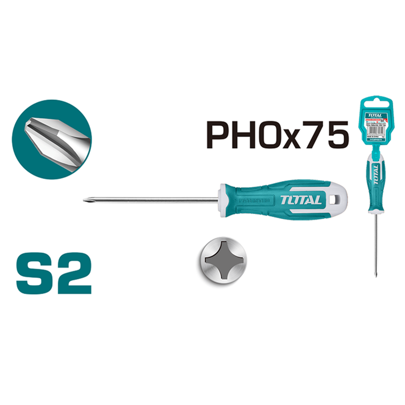 Destornillador Cruz S2 Ph0 75mm Total Tht26ph0075-1