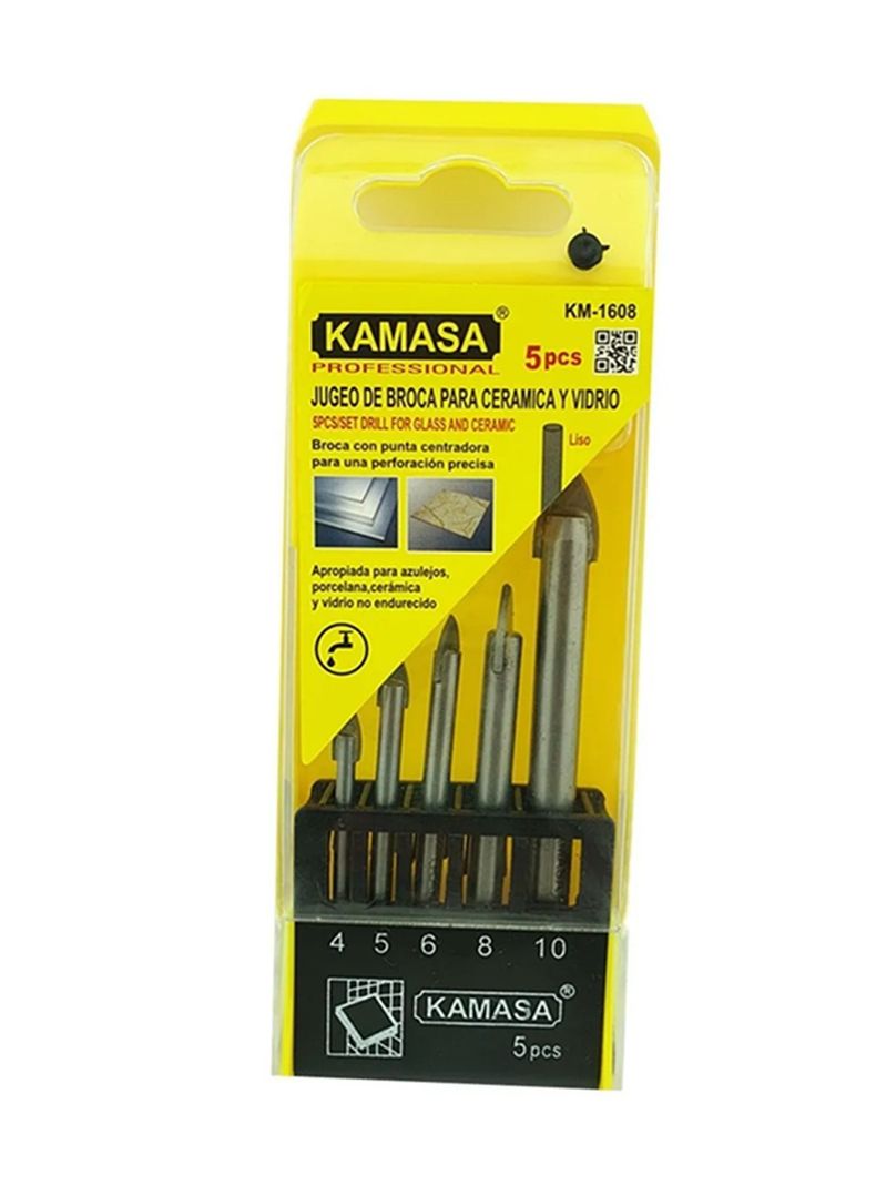 Brocas Para Cerámica Y Vidrio 5 Pcs Liso Km1608-0