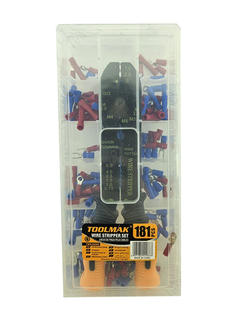 Kit Alicate Pinza Pelacable Con Terminales 181 Pcs Toolmak-0