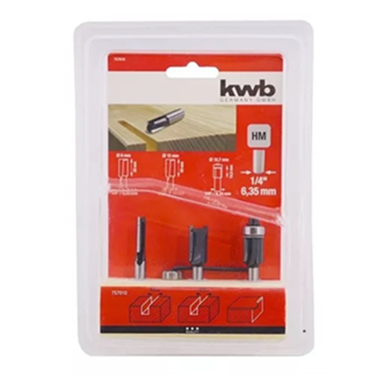 Kit Juego De Fresas 3 Piezas 6.35mm Tupi Router Kwb 757010