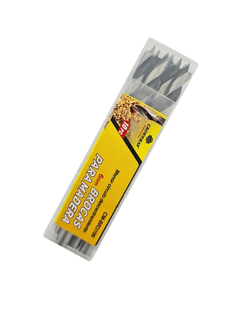 Kit Set Juego Brocas Para Madera 6mm 10 Piezas Crownman-2