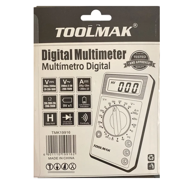 Multimetro Multitester Digital Toolmak Tmk19916-1