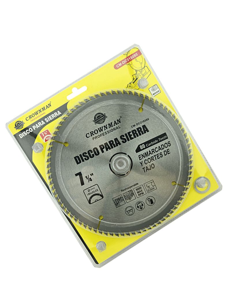 Disco De Corte Sierra 7 1/4 185mm 80 Dientes Crownman-1