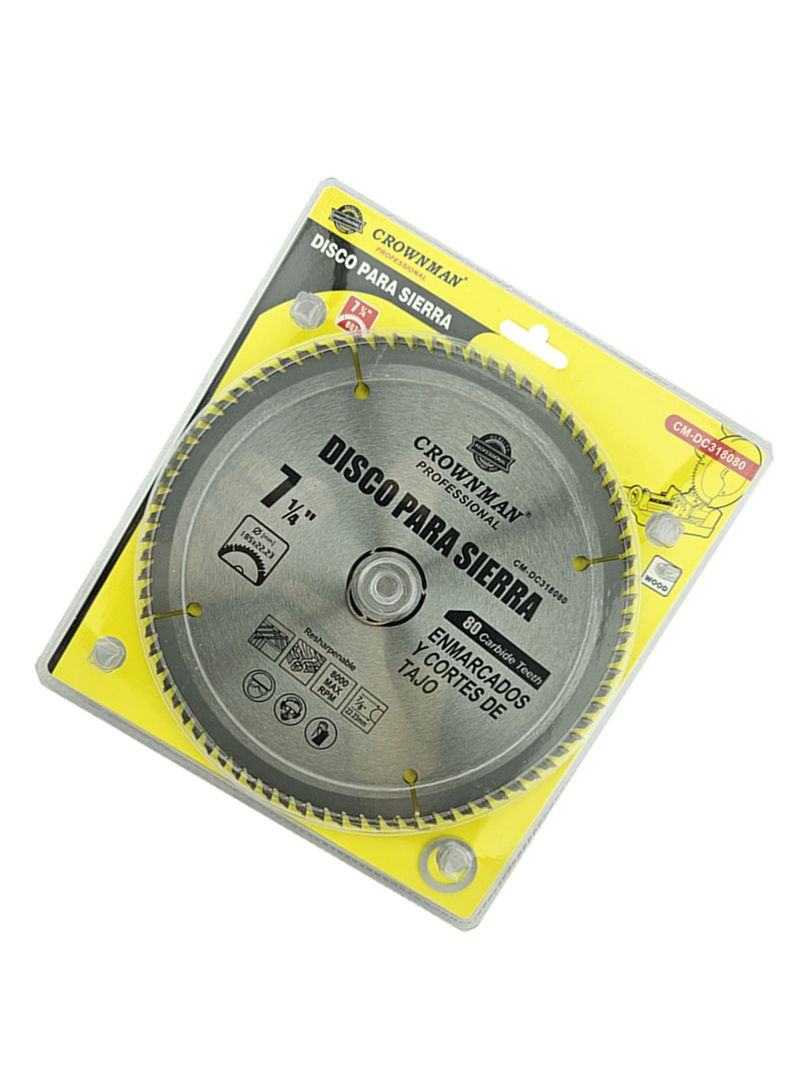 Disco De Corte Sierra 7 1/4 185mm 80 Dientes Crownman-2