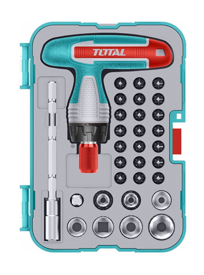 Kit Destornillador 31 Pcs C/ Llave Mango T Total Tacsd30316