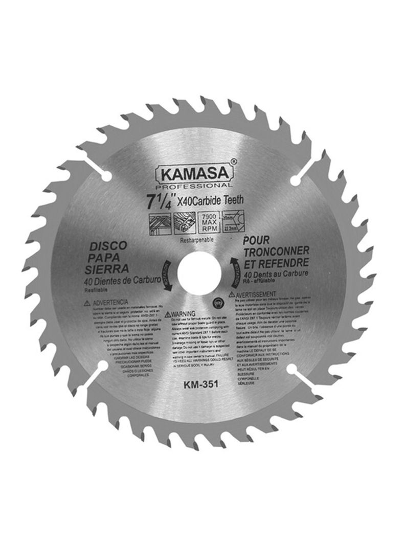 Disco De Sierra Circular 7 1/4 Pulgadas 40 Dientes Kamasa-0