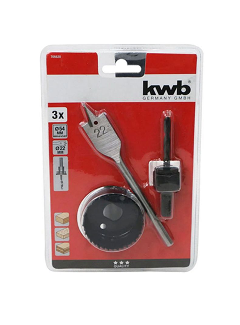 Kit Broca Sierra Copa Chapa Instalación Cerradura 3 Pcs Kwb