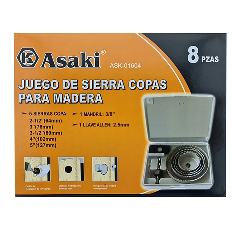 Hoja Sierra Copa Para Madera 8 Piezas Ask01604-2
