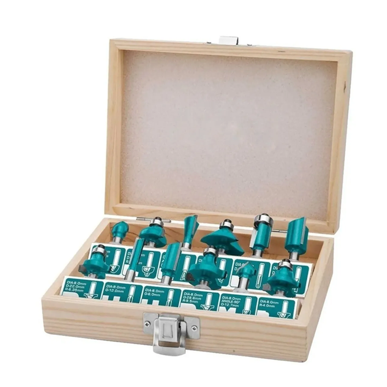 Set De Fresas 12 Piezas 6mm Tupi Router Total-0