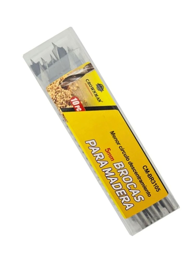 Kit Set Juego Brocas Para Madera 5mm 10 Piezas Crownman-2