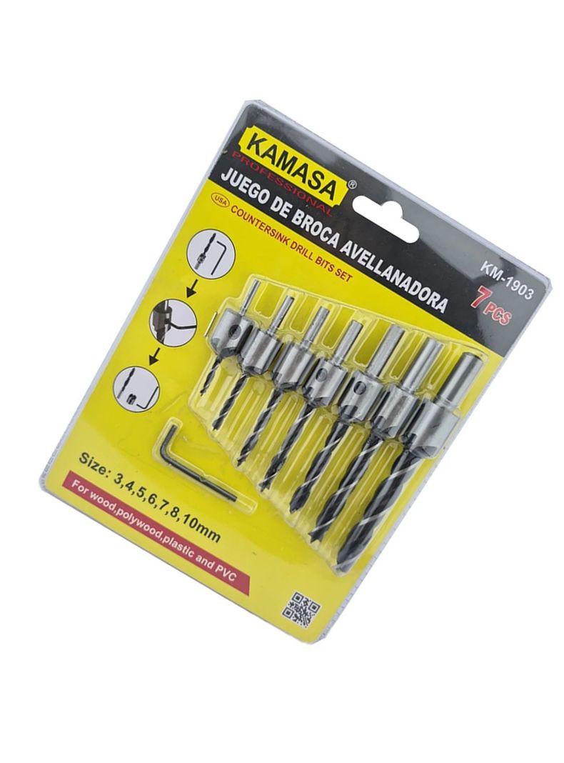 Brocas Avellanadoras Madera Pvc Taladro 7 Pcs Km-2