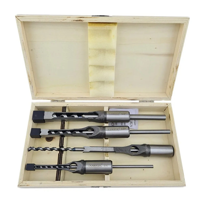 Set Brocas Agujero Cuadrado P/ Madera 4 Piezas Km