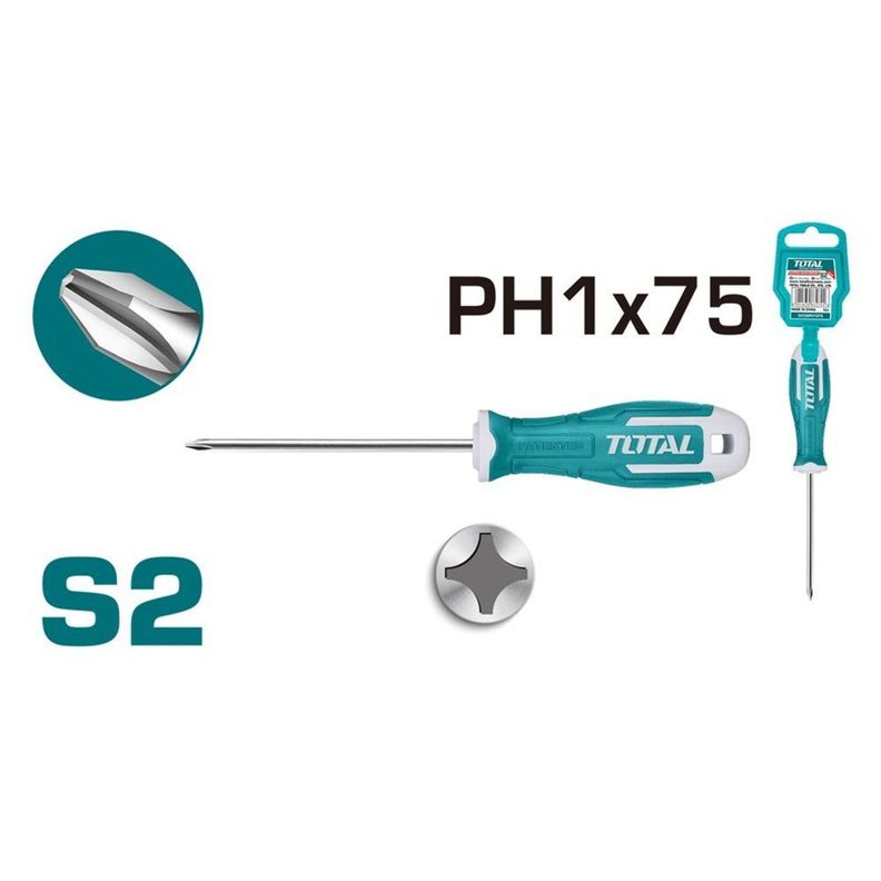 Destornillador Cruz S2 Ph1 75mm Total Tht26ph1075-1