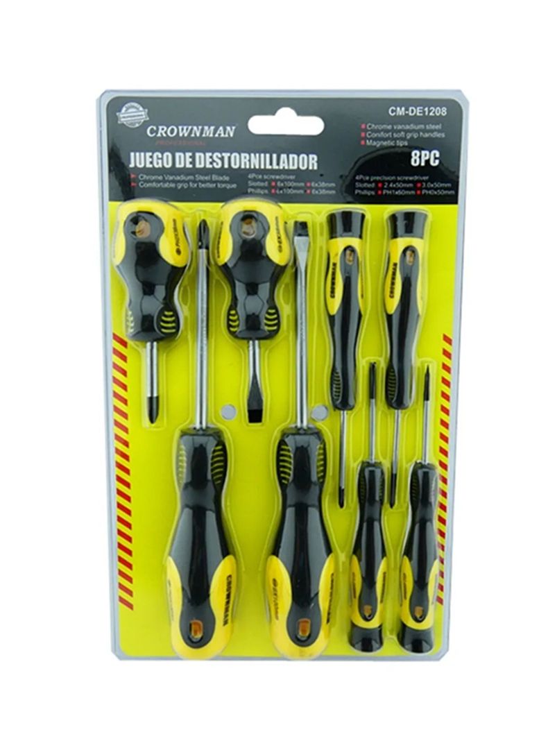 Set De Destornilladores 8 Piezas Crownman Cmde1208-0