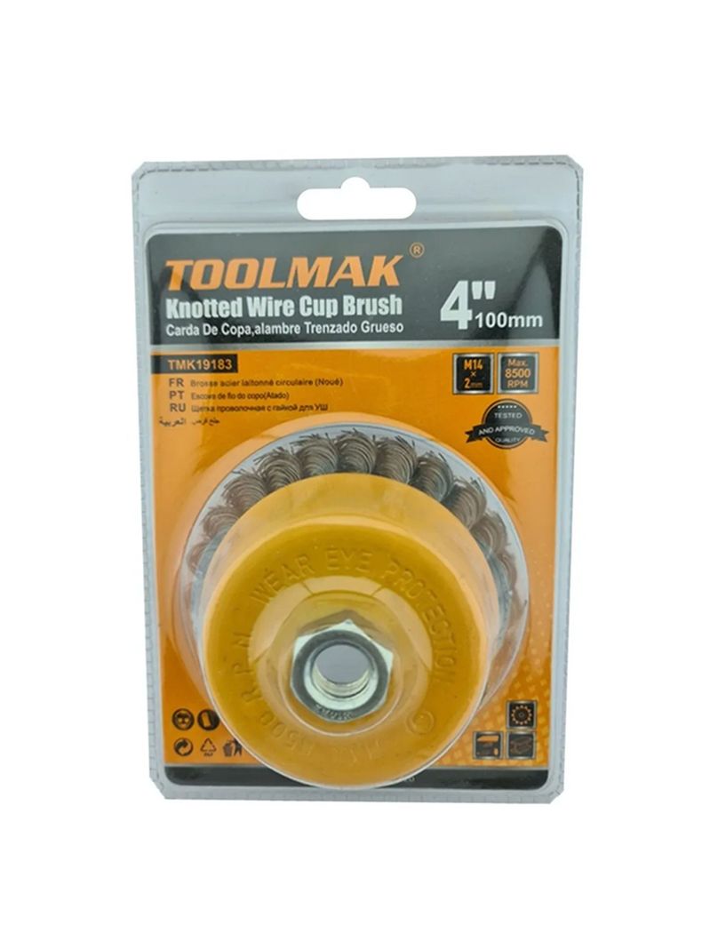 Escobilla Copa Trenzada Torcida 100mm Esmeril Tmk-0