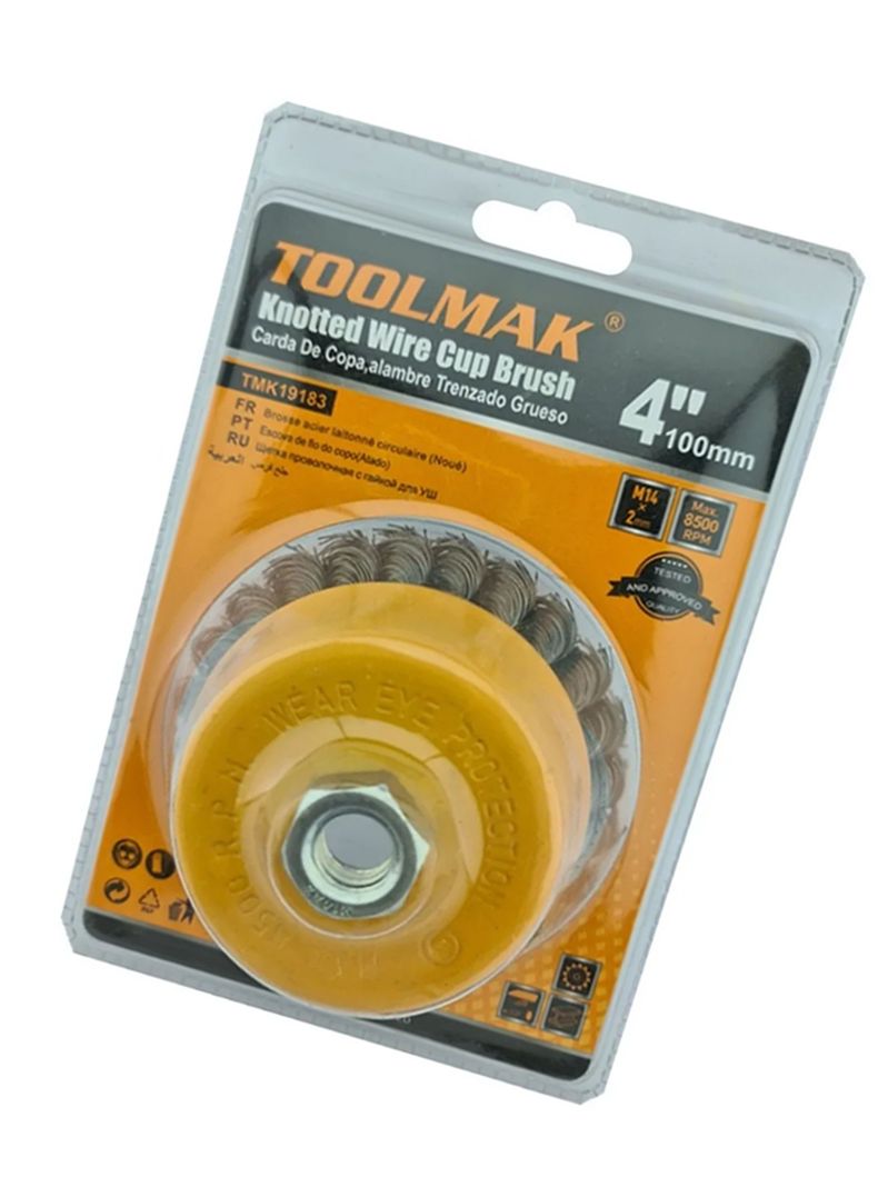 Escobilla Copa Trenzada Torcida 100mm Esmeril Tmk-2