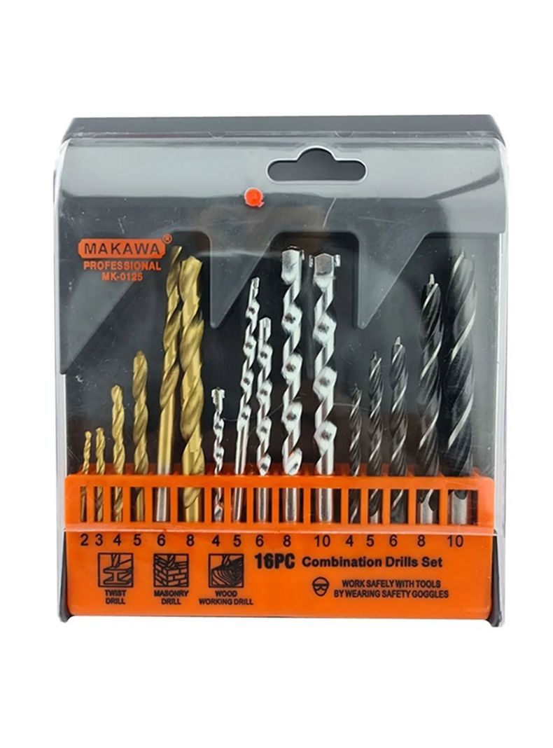 Brocas Para Madera Cemento Metal 16 Piezas Mk0125-0