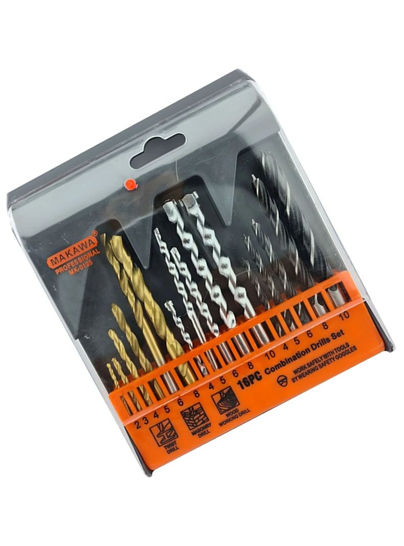 Brocas Para Madera Cemento Metal 16 Piezas Mk0125-1