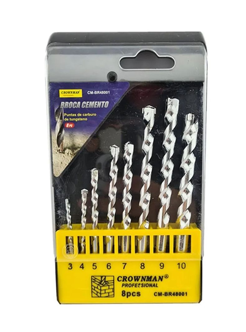 Juego Brocas P/ Cemento Concreto 8 Piezas Cronwman Acero