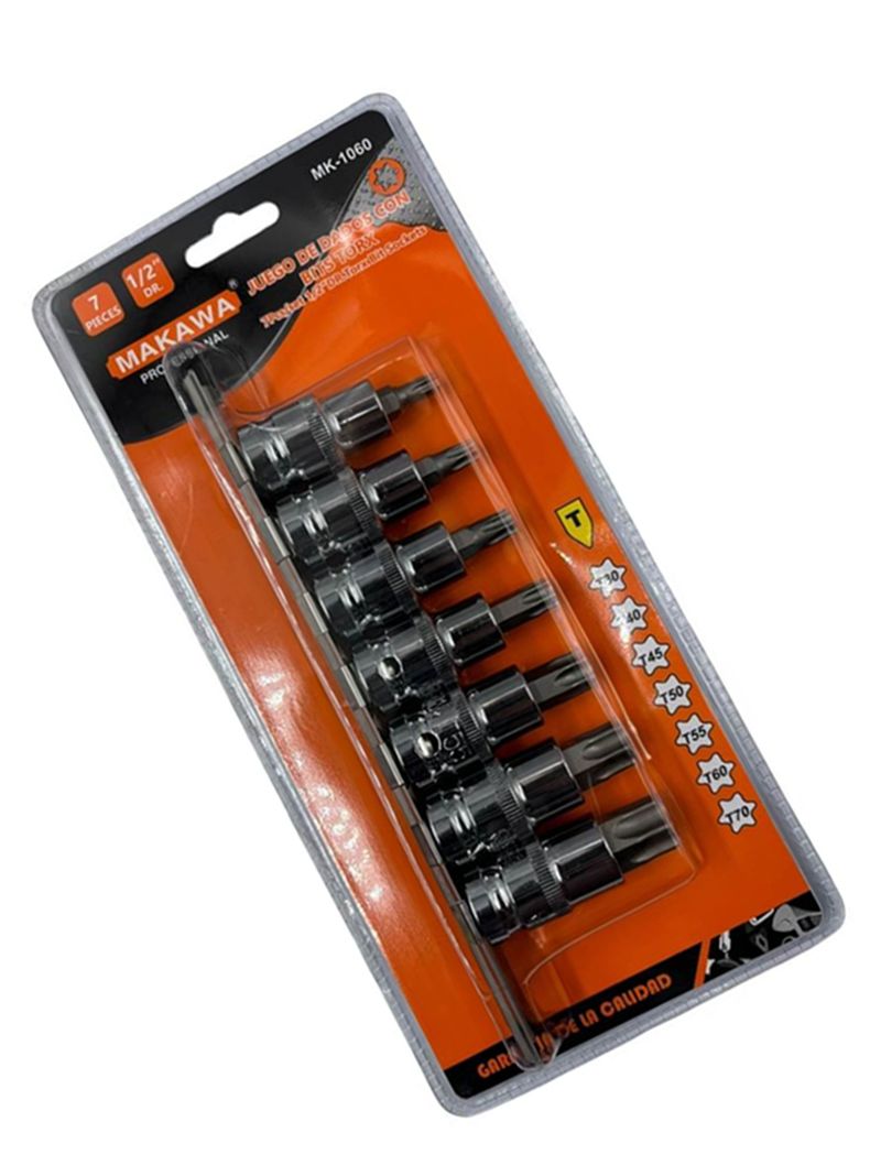 Kit Juego De Dados De Punta Torx 1/2 7 Piezas Makawa