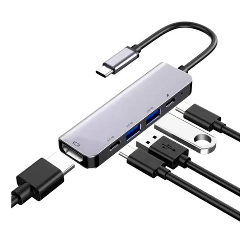Hub Usb Tipo C, 5 En 1, Compatible Con Mac Y Pc-0