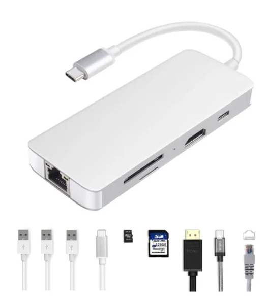 Hub Usb Tipo C, 8 En 1, Para Mac / Windows-0