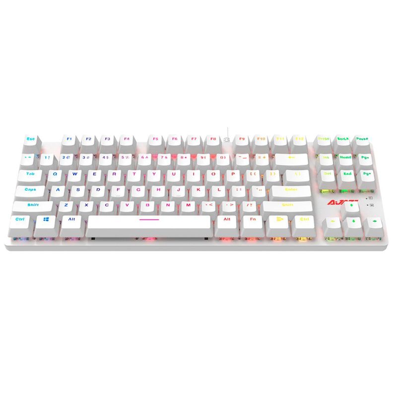 Teclado Mecánico Retroiluminado Blanco 87 Teclas Blue- Ajazz-0