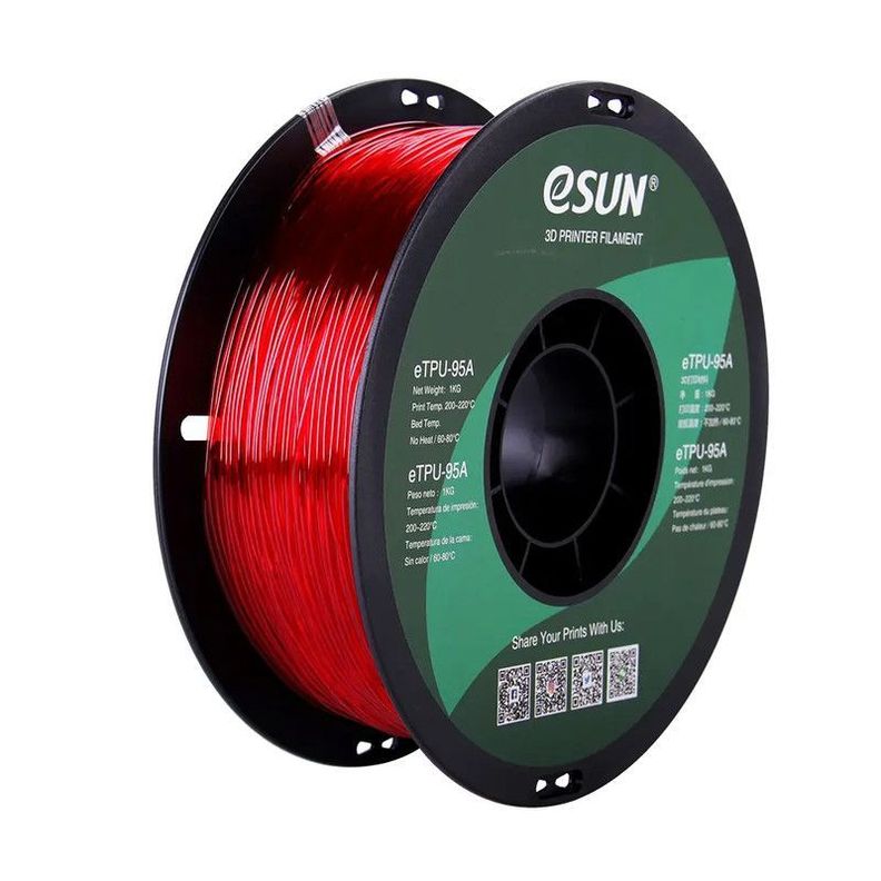 Filamento 3D ESUN TPU Rojo-Transparente 1Kg-0