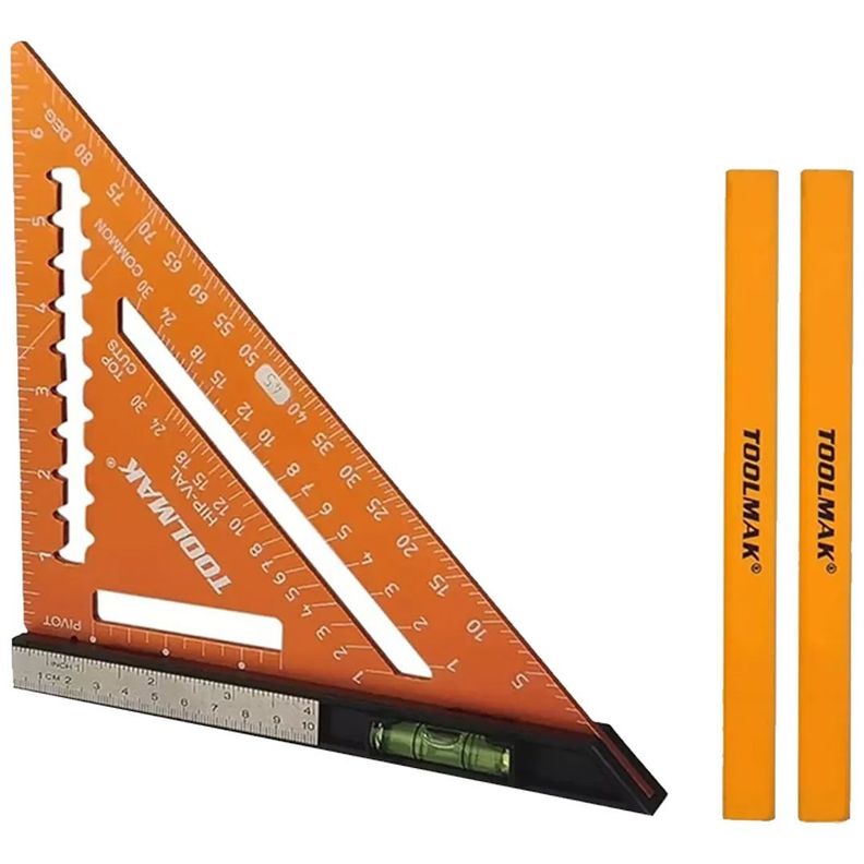 Escuadra De Carpintero Rápida Multifunción 5 Pcs Toolmak Color Naranja-0