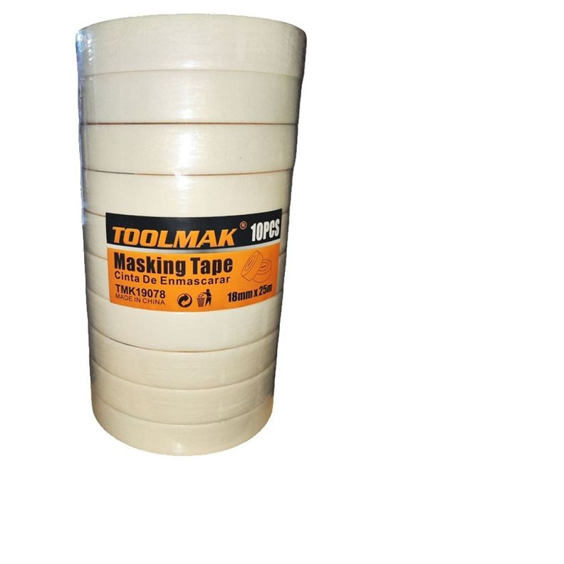 Pack 10 Cintas Enmascarar Masking Tape 18mmx25m Color Beige-0