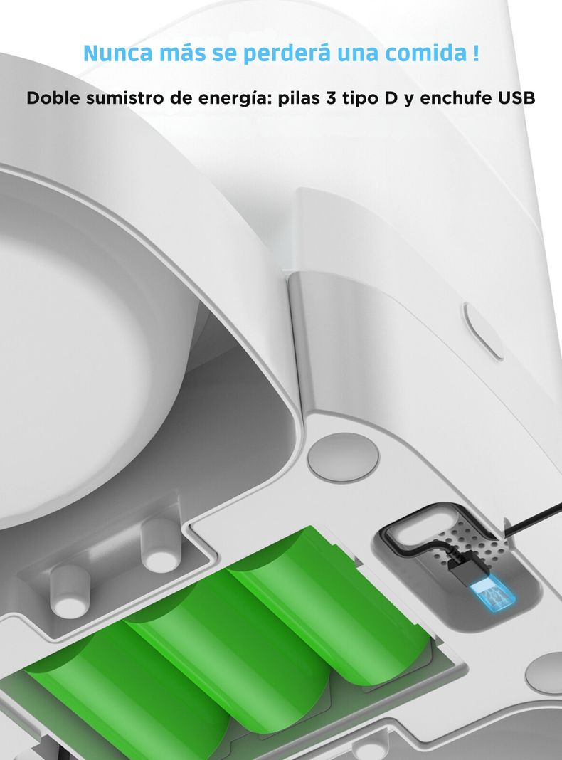 Dispensador Automático Comida Gato Wifi Doble Plato 5L-6