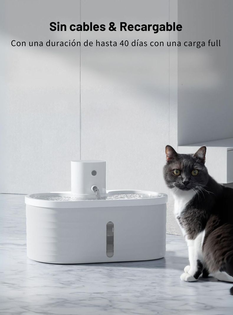 Bebedero Inalámbrico Sensor Movimiento Gatos 2,5 L + 3 Filtros-4