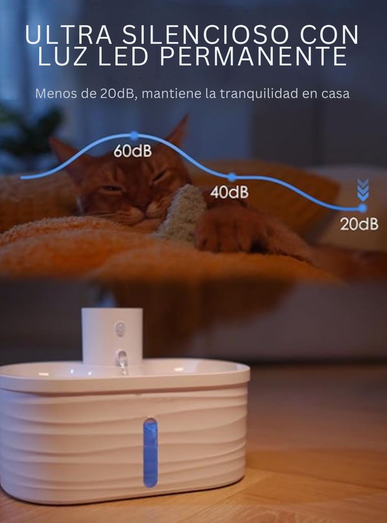 Bebedero Inalámbrico Sensor Movimiento Gatos 2,5 L + 3 Filtros-6