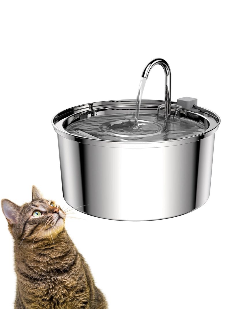 Bebedero Gato Acero Inox Llave Silenciosa + 4 filtros-1