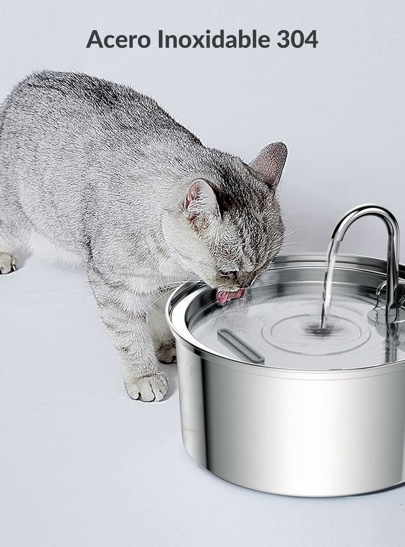 Bebedero Gato Acero Inox Llave Silenciosa + 4 filtros-3