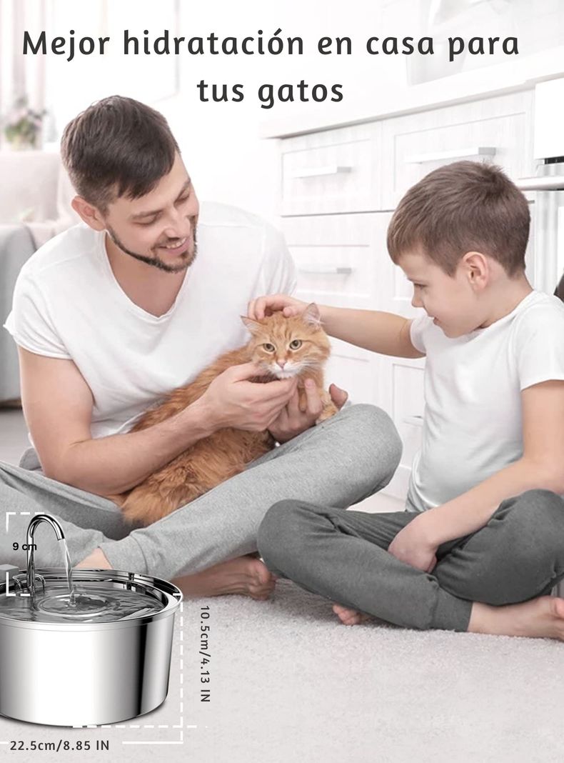 Bebedero Gato Acero Inox Llave Silenciosa + 4 filtros-4