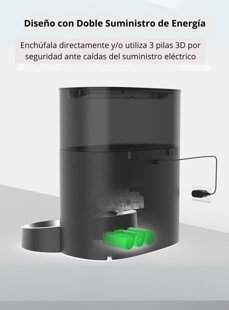 Dispensador Automático Comida Gato Wifi Doble Plato 5.6 L-2