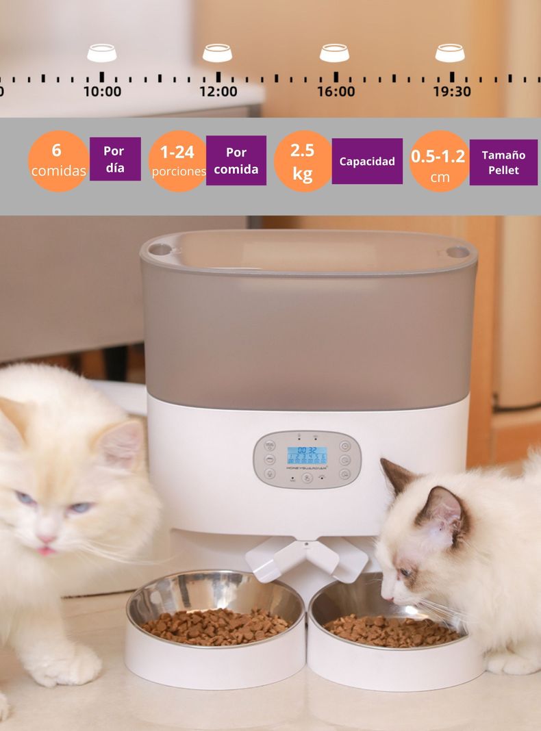 Dispensador Automático Comida Gato Wifi Doble Plato 5.6 L-4