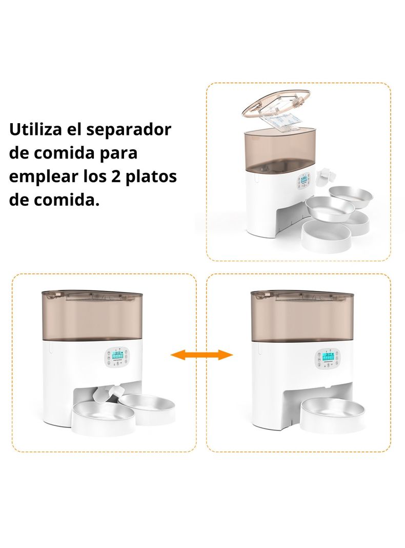 Dispensador Automático Comida Gato Wifi Doble Plato 5.6 L-7