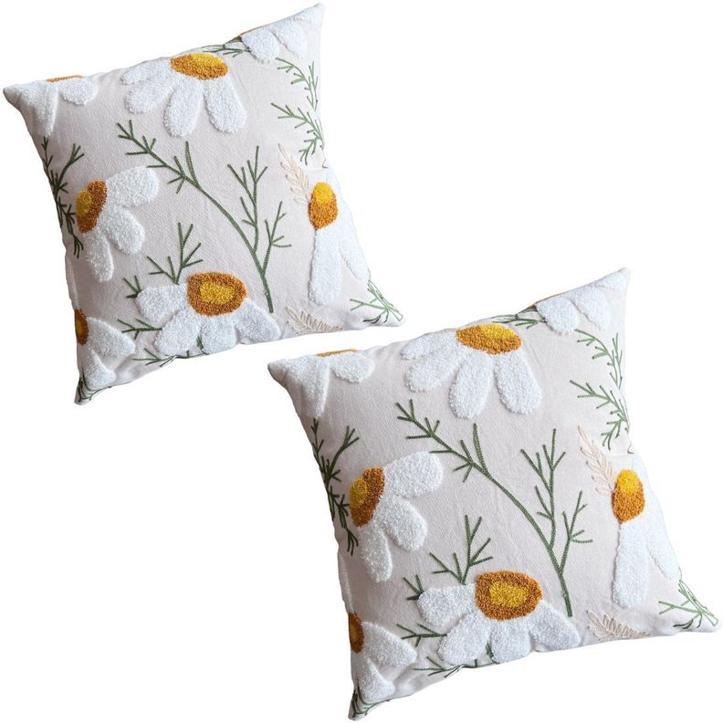 Funda de Cojín Bordado Margaritas 2023 45x45cms-1