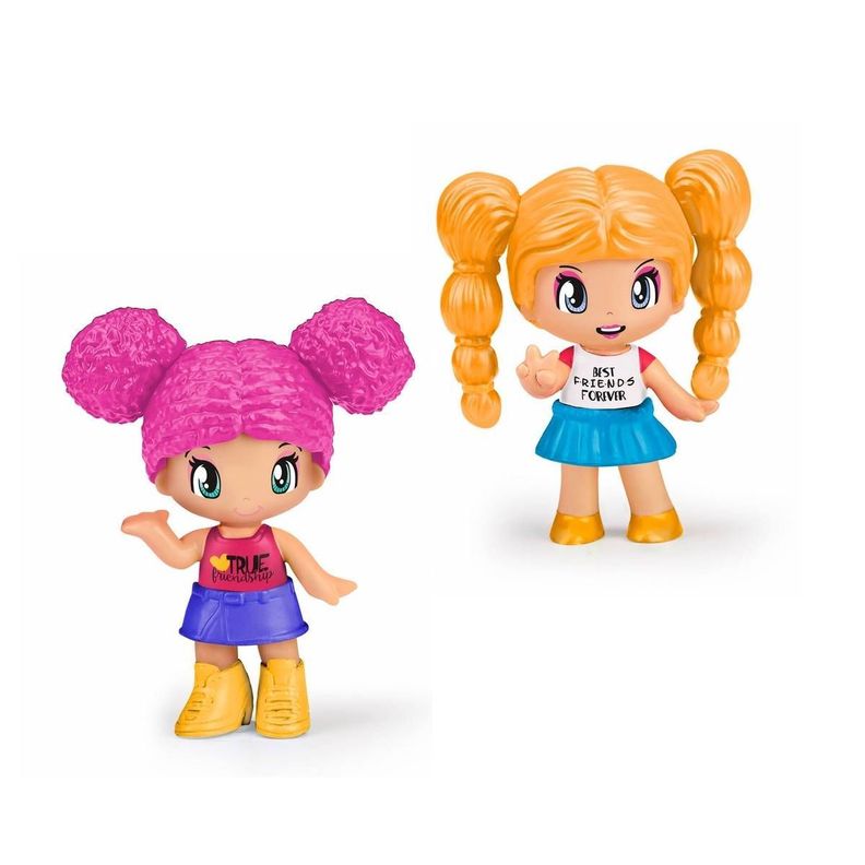 PACK 2 MUÑECAS AMIGAS PINYPON CABELLO AMARILLO Y ROSA-0