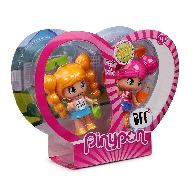PACK 2 MUÑECAS AMIGAS PINYPON CABELLO AMARILLO Y ROSA-1