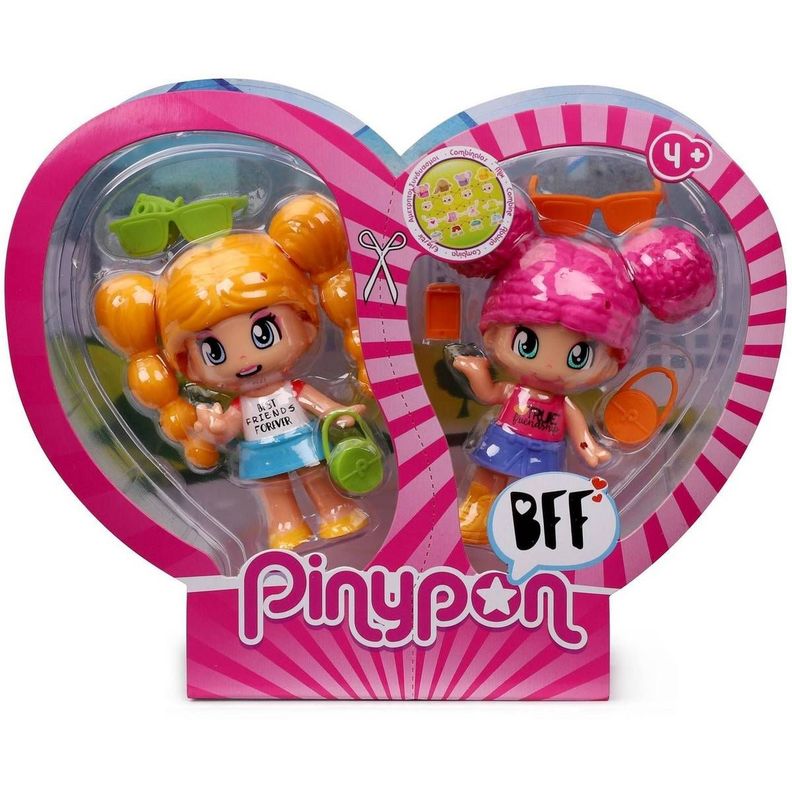 PACK 2 MUÑECAS AMIGAS PINYPON CABELLO AMARILLO Y ROSA-3