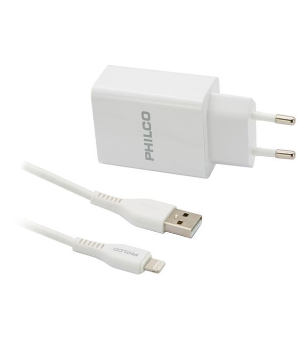 CARGADOR RAPIDO 2.1 CON CABLE LIGHTNING IPHONE PHILCO-0