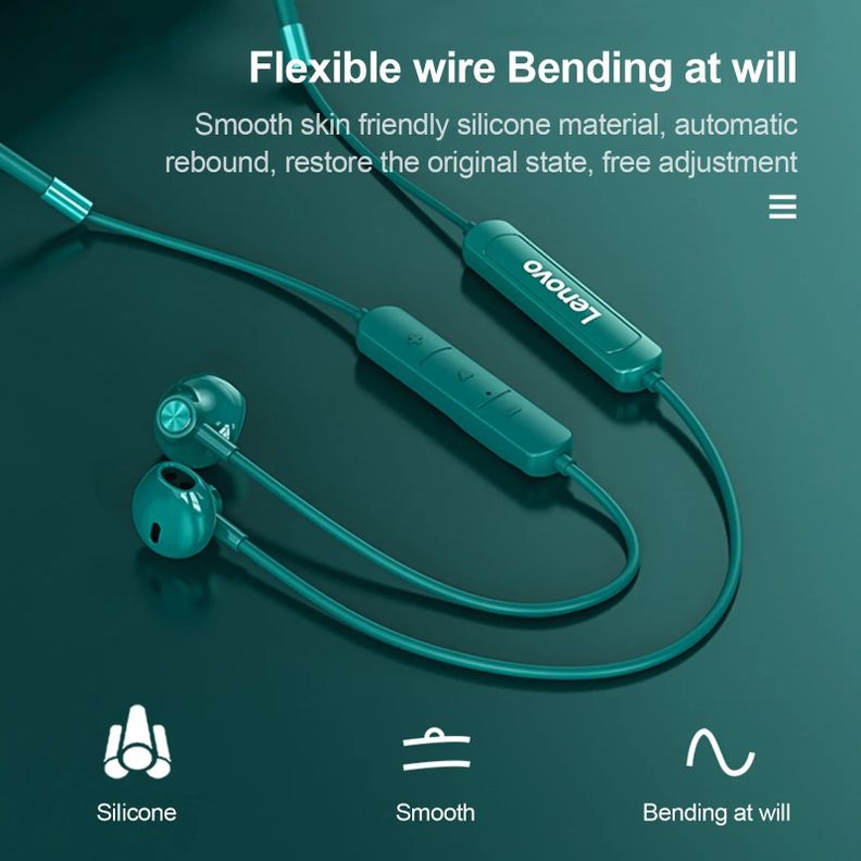 AUDÍFONOS DEPORTIVOS LENOVO SH1 BLUETOOTH 5.0 SONIDO IPX5 VERDE-1