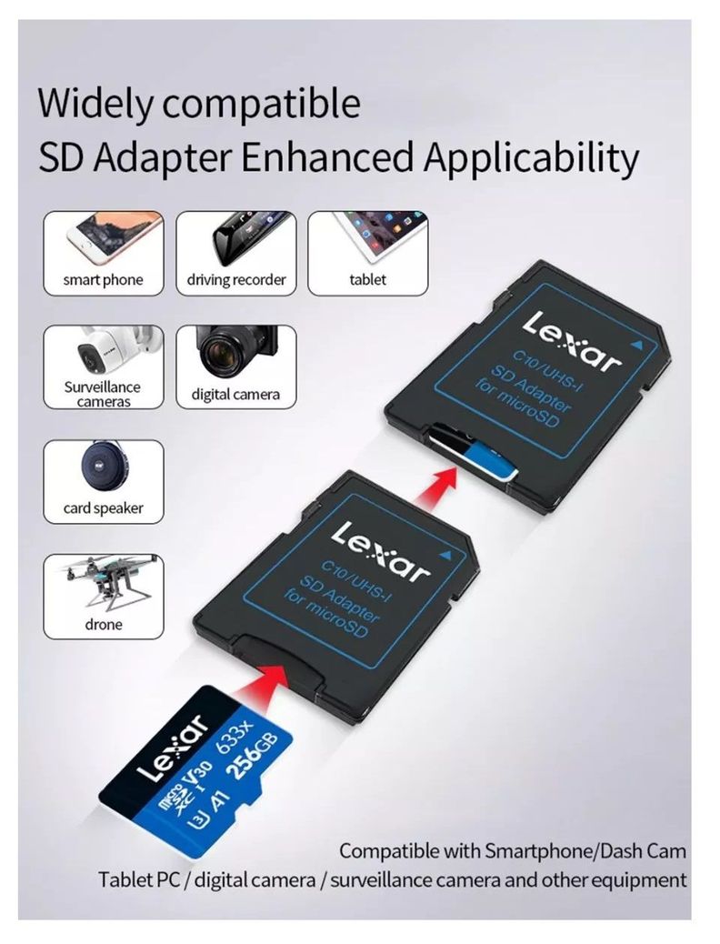 TARJETA MICRO SD LEXAR 256 GB BLUE SERIES-3