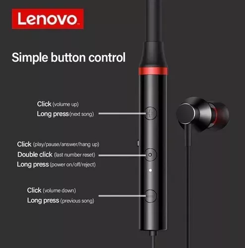 AUDÍFONOS LENOVO HE05X II BLUTETOOTH DEPORTIVOS IPX5-2